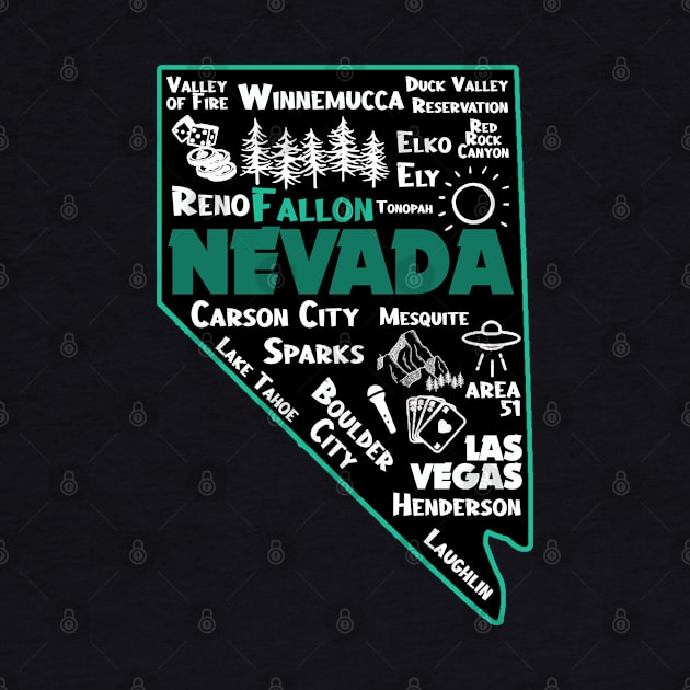 Fallon Nevada Map Las Vegas Winnemucca Reno Elko Ely Carson City Boulder City by BoogieCreates